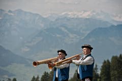 Auf dem Bild zu sehen sind zwei Büchel-Spieler des Quartett der ABV Luzern. (Bild: Pius Amrein (Neue LZ))