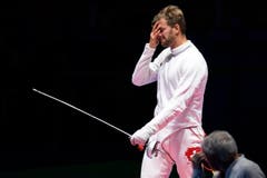 Benjamin Steffen verliert das Bronze-Spiel gegen Gauthier Grumier und wird Vierter. (Bild: Keystone / Laurent Gilliéron)