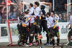 Riesenjubel in der Sika Rebells Arena. (Bild: Christian Herbert Hildebrand, Zuger Zeitung)