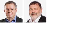 JURA - (obere Reihe von links) Pierre-Alain Fridez (bisher), SP; Jean-Paul Gschwind (bisher), CVP. (Bild: Keystone / Handout)