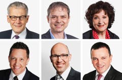 SOLOTHURN - (obere Reihe von links) Kurt Fluri (bisher), FDP; Philipp Hadorn (bisher), SP; Bea Heim-Niederer (bisher), SP. (untere Reihe von links) Christian Imark (neu), SVP; Stefan Mueller-Altermatt (bisher), CVP; Walter Wobmann (bisher), SVP. (Bild: Keystone / Handout)