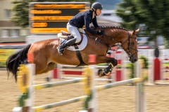 Reiter mit Pferd an den Pferdesporttagen am Freitag, 15. Juli 2016 in Dagmersellen. (Bild: Philipp Schmidli)