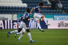 Luzerns Jahmir Hyka (rechts) bejubelt seinen Treffer zum 5:1. (Bild: Philipp Schmidli)