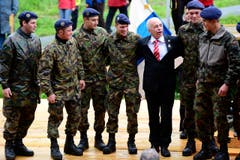 Bundesrat Ueli Maurer während den Feierlichkeiten zum Volksfest 700 Jahre Schlacht am Morgarten in Oberaegeri am Sonntag. (Bild: Keystone/Urs Flüeler)