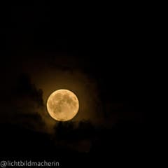 Supermond vom Sonntagabend, aufgenommen in Buochs. (Bild: Leserin Klaudia Barmettler)