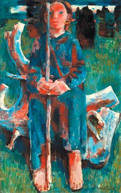 Hirtin mit Stab (Bild: Heinrich Danioth)