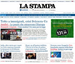 Die italienische Zeitung "La Stampa" stellt ebenfalls ernüchtert fest, dass das Tessin und die Deutschschweiz bei der Abstimmung den Ausschlag gegeben hätten, während die Westschweiz gegen die Vorlage votiert habe. Sie zitiert in der Folge kritische Stimmen. (Bild: Screenshot)