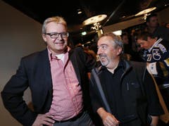EVZ-Präsident Roland Staerkle und Marcello Weiss, der das EVZ-inhouse TV leitet. (Bild: Stefan Kaiser / Neue ZZ)