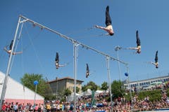 Ein Höhepunkt des Tages war das Schaukelringen des BTV Luzern. (Bild: Boris Bürgisser/Luzerner Zeitung, Grosswangen, 27. Mai 2017)