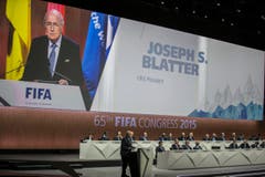 Für ihn geht es am 65. Fifa-Kongress un die Macht: Sepp Blatter will für eine fünfte Amtszeit Fifa-Präsident sein. (Bild: KEYSTONE/PATRICK B. KRAEMER)