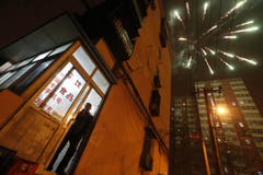Feuerwerk am Nachthimmel von Peking. (Bild: Keystone)