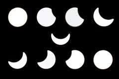Platz 3: Sonnenfinsternis. Auf dem Bild eine Combo aus neun Bildern, die den Ablauf der partiellen Sonnenfinsternis am 20. März 2015 zeigen. (Bild: Keystone / Ennio Leanza)