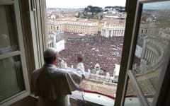 Das erste Angelusgebet am 17. März. Der neue Papst beginnt es mit den Worten "Buon giorno". (Bild: Keystone)