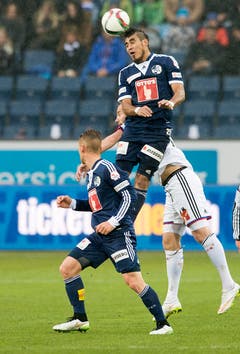 Der Luzerner Dario Lezcano bei einem Kopfball (Bild: Keystone)
