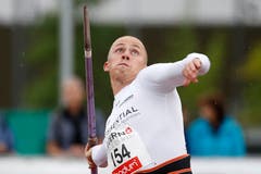 Lukas Wieland wirft den Speer auf 67,53 und wird Fünfter und Letzter. (Bild: Keystone / Alexandra Wey)