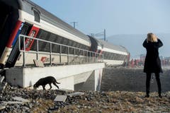 Sechs Personen sind am Freitagmorgen bei einer Zugskollision beim Bahnhof Rafz ZH verletzt worden, eine davon schwer. (Bild: Keystone / Ennio Leanza)