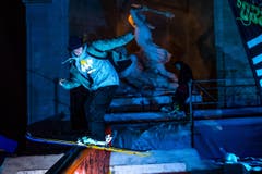 Winkelride Freestyle Event vor dem Winkelried Denkmal auf dem Dorfplatz Stans am Freitag, 18. November 2016. (Bild: Philipp Schmidli)