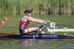 Die Schweizerin Ladina Meier im Leichtgewichts-Einer. (Bild: Keystone / Alexandra Wey)