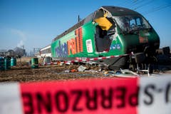 Der Unfall ereignete sich am Freitagmorgen um 6.43 Uhr unmittelbar nach dem Bahnhof Rafz in Richtung Schaffhausen. (Bild: Keystone / Ennio Leanza)