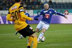 Luzerns Marco Schneuwly erzielt das 1:0. (Bild: Philipp Schmidli / Neue LZ)
