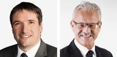 FRIBOURG - Christian Levrat (bisher), SP, links, und Beat Vonlanthen (neu), CVP. (Bild: Keystone / Handout)