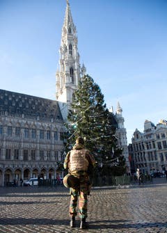 Der Weihnachtsbaum steht – auf festliche Stimmung muss Brüssel noch warten. (Bild: AP Photo / Virginia Mayo)