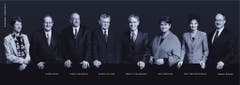 2001 (von links): Samuel Schmid, Ruth Metzler-Arnold, Ruth Dreifuss, Bundespräsident Moritz Leuenberger, Kaspar Villiger, Pascal Couchepin, Joseph Deiss und Bundeskanzlerin Annemarie Huber-Hotz. (Bild: Bundeskanzlei / Edouard Rieben)