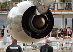 Die Rolls Royce Jet-Maschine eines Qatar Airways Airbus A 380. (Bild: Remy de la Mauviniere)