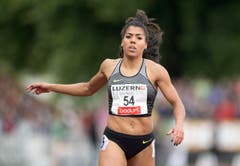 Mujinga Kambundji wird über 100 Meter in 11.36 Zweite. (Bild: Keystone / Urs Flüeler)
