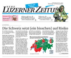 Risiko steht im Kommentartitel der «Neuen Luzerner Zeitung». «Die Mehrheit wünscht simpel mehr Augenmass bei der Einwanderung, und sie nimmt dafür Risiken in Kauf.» (Bild: Screenshot)