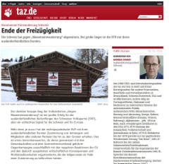 Die "taz.de" (Tageszeitung) rechnet mit folgendem Szenario: Als Reaktion auf das Abstimmungsergebnis wird die Europäische Union möglicherweise die für Mittwoch angesetzte Unterzeichnung zweier neuer bilateraler Abkommen mit der Schweiz zunächst einmal verschieben. (Bild: Screenshot)