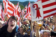 SWISS PRESS PHOTO 18 - 2. PREIS AKTUALITÄT: JEAN-CHRISTOPHE BOTT - Am 18. Juni feiern die Pro-Jurassier in Moutier die Abspaltung vom Kanton Bern. (Bild: (SWISS PRESS PHOTO/Jean-Christophe Bott fuer KEYSTONE)