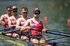 Leichtgewichts Vierer mit Mario Gyr, Simon Schürch, Simon Niepmann und Lucas Tramèr. (Bild: Corinne Glanzmann / Neue LZ)