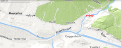 Das Video des Niedergangs wurde auf der Pragelstrasse gemacht (rot markiert). (Bild: map.search.ch)
