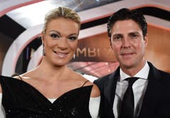 Vor kurzem zurückgetreten: Die deutsche Skirennfahrerin Maria Höfl-Riesch mit ihrem Mann. (Bild: Keystone)