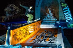 Winkelride Freestyle Event vor dem Winkelried Denkmal auf dem Dorfplatz Stans am Freitag, 18. November 2016. (Bild: Philipp Schmidli)