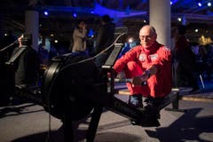 Beim Wettkampf auf dem Ruder-Ergometer ist Ausdauer gefordert. (Bild: Benjamin Manser)