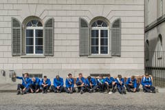 Tambouren warten auf ihren Auftritt in St. Gallen. (Bild Benjamin Manser) (Bild: Benjamin Manser (Benjamin Manser))