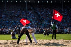 SCHWINGEN, SCHWINGFEST, EIDGENOESSISCHES SCHWING- UND AELPLERFEST ESTAVAYER 2016, ESAF, FETE FEDERALE DE LUTTE ET DES JEUX ALPESTRES, FESTA FEDERALE DEI LOTTATORI E DEGLI ALPIGIANI, (Bild: Keystone)