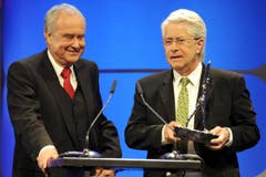 Zwei Show-Dinosaurier der 80er-Jahre: Kurt Felix und Frank Elstner. (Bild: Keystone)