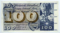Ein Knabenkopf auf der Vorderseite der 100er-Note... (Bild: Archiv der SNB)