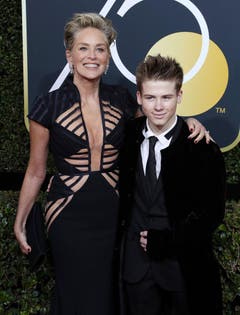 Auch Sharon Stone nahm ihren Sohn Roan Joseph Bronstein mit. (Bild: Keystone)