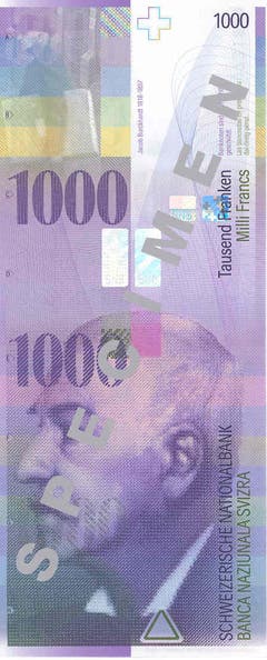 Die 1000er-Note schliesslich zeigt den Kultur- und Kunsthistoriker Jacob Burckhardt. (Bild: Archiv der SNB)
