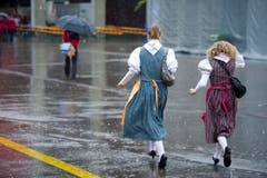 Der Wettergott meinte es nicht gut mit dem St.Galler Musikfest - sowohl am Samstag wie auch am Sonntag goss es teils wie aus Kübeln. (Bild: Michel Canonica)