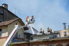 Brand auf dem Raduner-Areal in Horn (Bild: Urs Bucher)