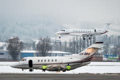 WEF-Hochbetrieb auf dem Flugplatz Altenrhein: Medienrundgang (Bild: Michel Canonica)