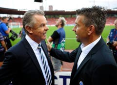 Als Zürich-Trainer traf Urs Fischer vor einem Spiel gegen Bayern München auch den damaligen Nationaltrainer Ottmar Hitzfeld. (Bild: Keystone)