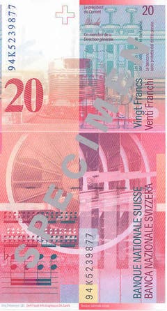 Das angewandte Sicherheitskonzept geht von den ehemals versteckten Sicherheitsmerkmalen hin zu den transparenten. (Rückseite: das Orchesterwerk, Lokomotive „Pacific 231“, die Partitur, das Arbeitsinstrument). (Bild: Archiv der SNB)