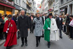 Die St.Galler Regierungspräsidentin Karin Keller Sutter mit ihrem Berner Pendant Bernhard Pulver. (Bild: Urs Jaudas)