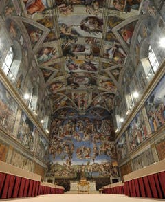 Das «Jüngste Gericht», ein Gemälde von Michelangelo an der Decke der Sixtinischen Kapelle. (Bild: Keystone)